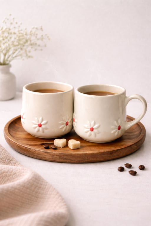 Ivory Daisy Love Ceramic Coffee Mug
