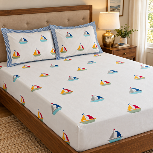 aenak-the-little-skipper-handblock-premium-cotton-bedsheet-set