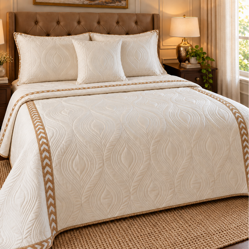 aenak-white-embossed-leaf-quilted-bedcover-with-brown-lace