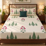 aenak-magenta-floral-garden-handblock-printed-premium-cotton-bedsheet-set-ivory-base