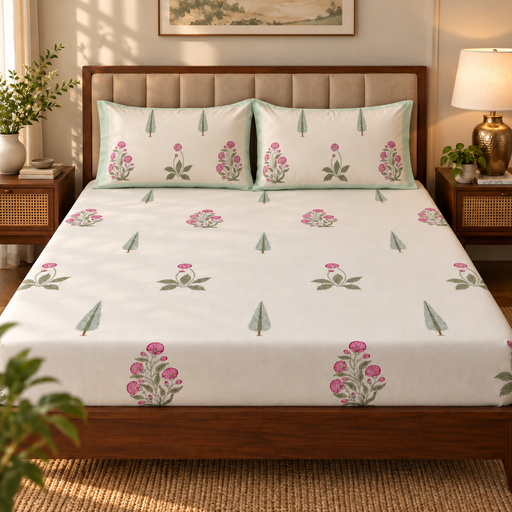 aenak-light-purple-floral-handblock-premium-cotton-bedsheet-set