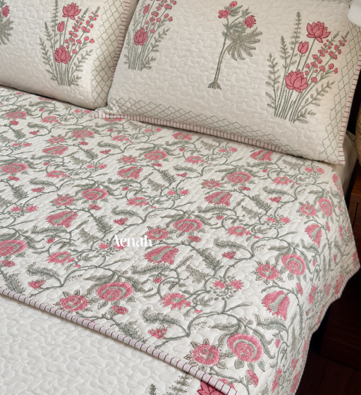 aenak-green-ashoka-handblock-printed-reversible-quilted-bedcover-set-105x108