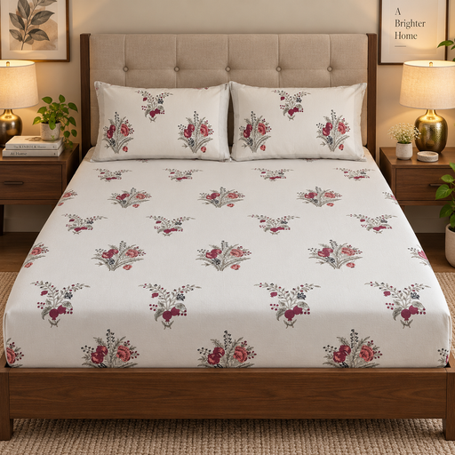 aenak-burgundy-anaar-handblock-premium-cotton-bedsheet-set