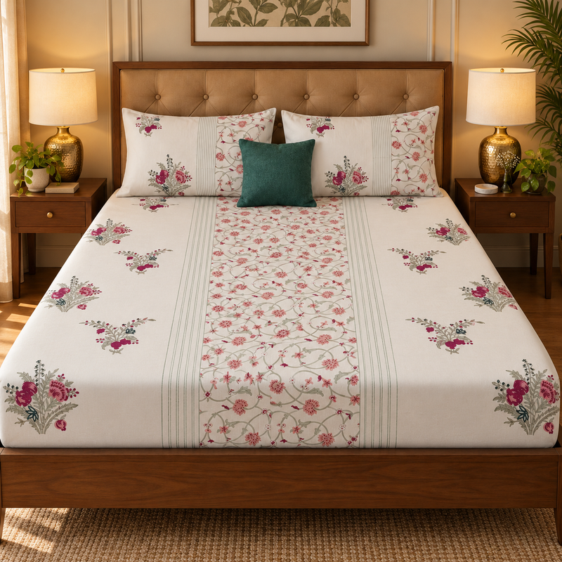 aenak-burgundy-anaar-jaal-handblock-premium-cotton-bedsheet-set