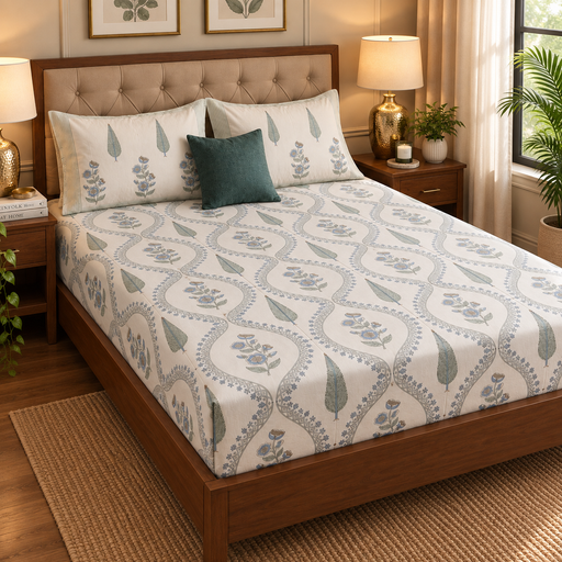 aenak-blue-periwinkle-jaal-handblock-premium-cotton-bedsheet-set