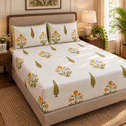 aenak-yellow-dahlia-handblock-premium-cotton-bedsheet-set