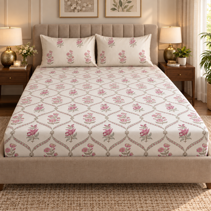 aenak-pink-periwinkle-jaal-handblock-printed-premium-cotton-set-bedsheet