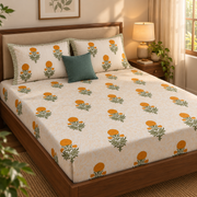 aenak-yellow-pani-jaal-handblock-printed-premium-cotton-bedsheet-set