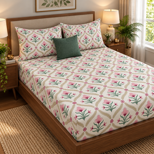 aenak-pink-green-cotton-bud-handblock-printed-premium-cotton-set-bedsheet