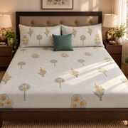 aenak-yellow-blossom-handblock-premium-cotton-bedsheet-set