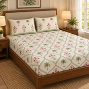 aenak-green-palm-handblock-printed-premium-cotton-fitted-bedsheet-set