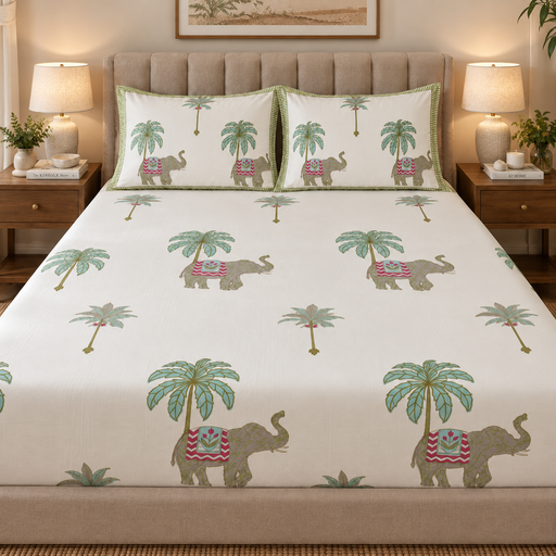 aenak-grey-elephant-handblock-printed-premium-cotton-fitted-bedsheet-set