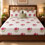 aenak-pink-anaar-baag-handblock-premium-cotton-bedsheet-set