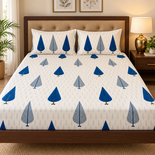 aenak-blue-cypress-handblock-printed-premium-cotton-set-bedsheet