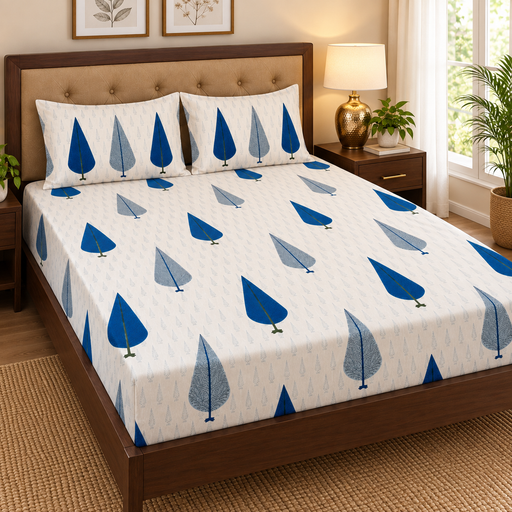 aenak-blue-cypress-handblock-printed-premium-cotton-set-bedsheet