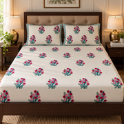 aenak-gardenia-red-handblock-printed-premium-cotton-fitted-bedsheet-set