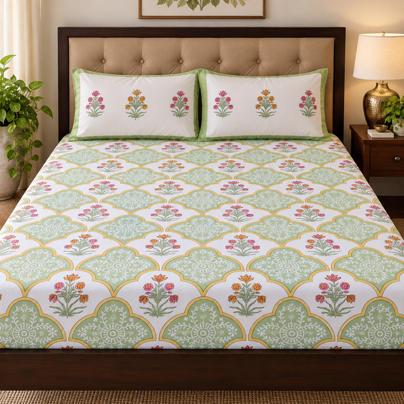 aenak-mint-green-yellow-handblock-printed-premium-cotton-set-bedsheet