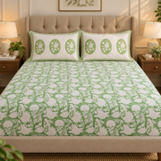aenak-green-garden-handblock-printed-premium-cotton-fitted-bedsheet-set