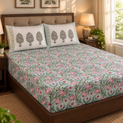 aenak-red-anaar-baag-handblock-printed-premium-cotton-fitted-bedsheet-set