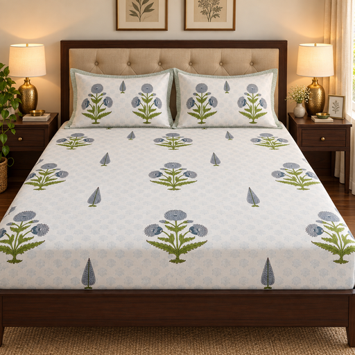 aenak-blue-dahlia-handblock-printed-premium-cotton-set-bedsheet