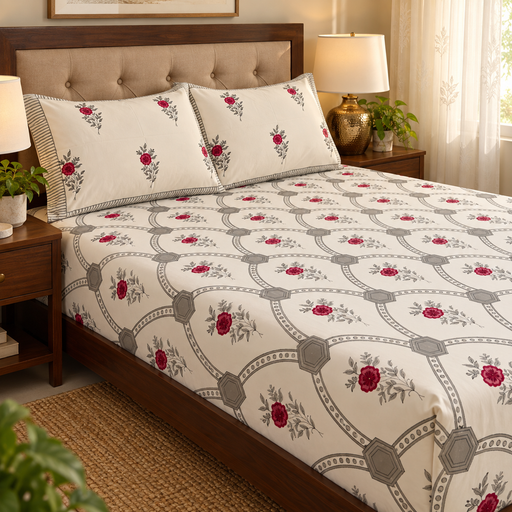 aenak-grey-jaal-handblock-printed-premium-cotton-fitted-bedsheet-set