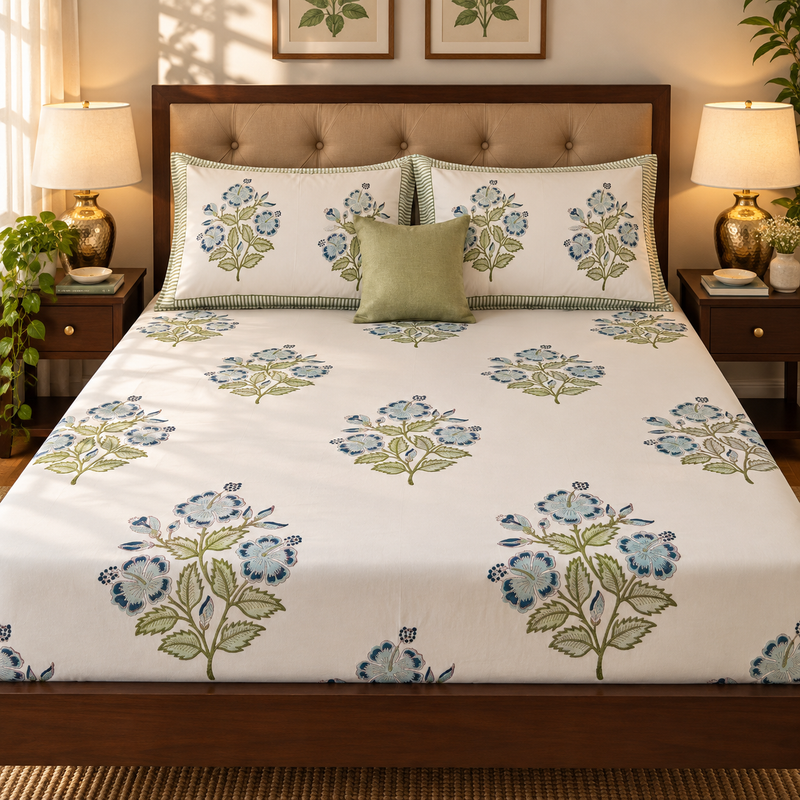 aenak-blue-hibiscus-handblock-printed-premium-cotton-set-bedsheet