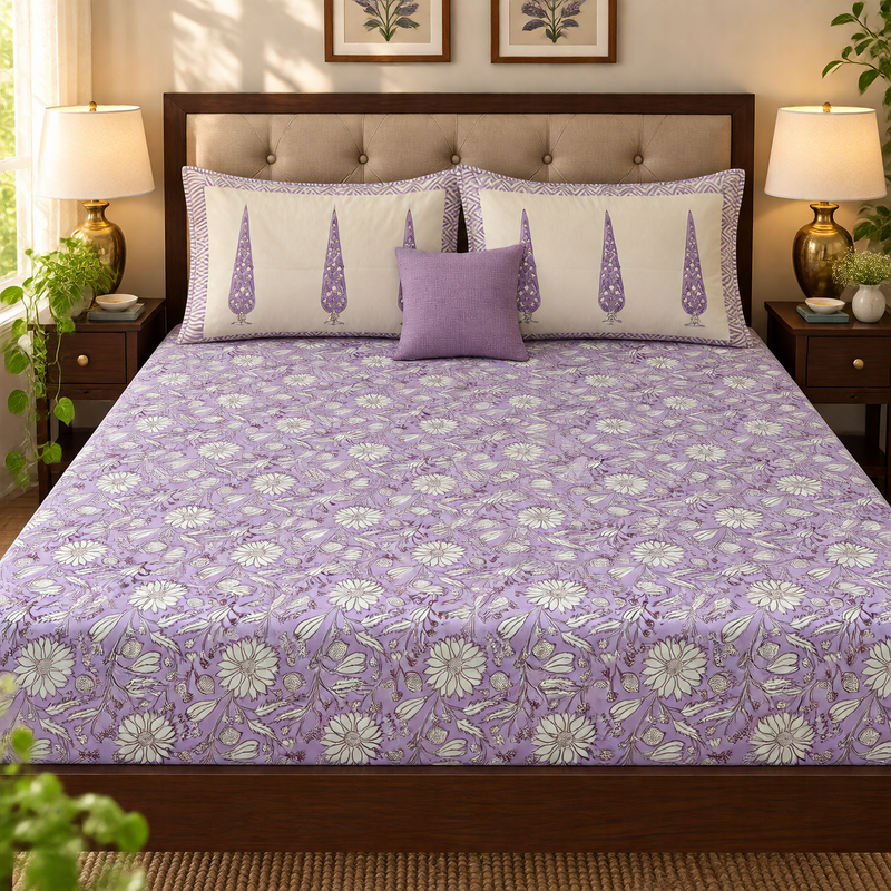 aenak-purple-floral-garden-handblock-premium-cotton-bedsheet-set