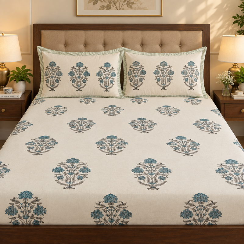 aenak-teal-blue-dahlia-handblock-printed-premium-cotton-set-bedsheet