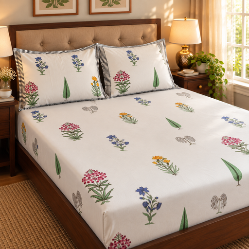 aenak-teen-boota-handblock-premium-cotton-bedsheet-set