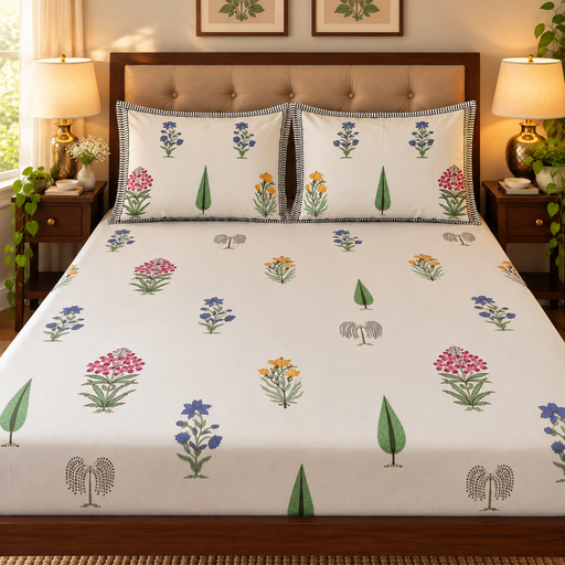 aenak-teen-boota-handblock-premium-cotton-bedsheet-set