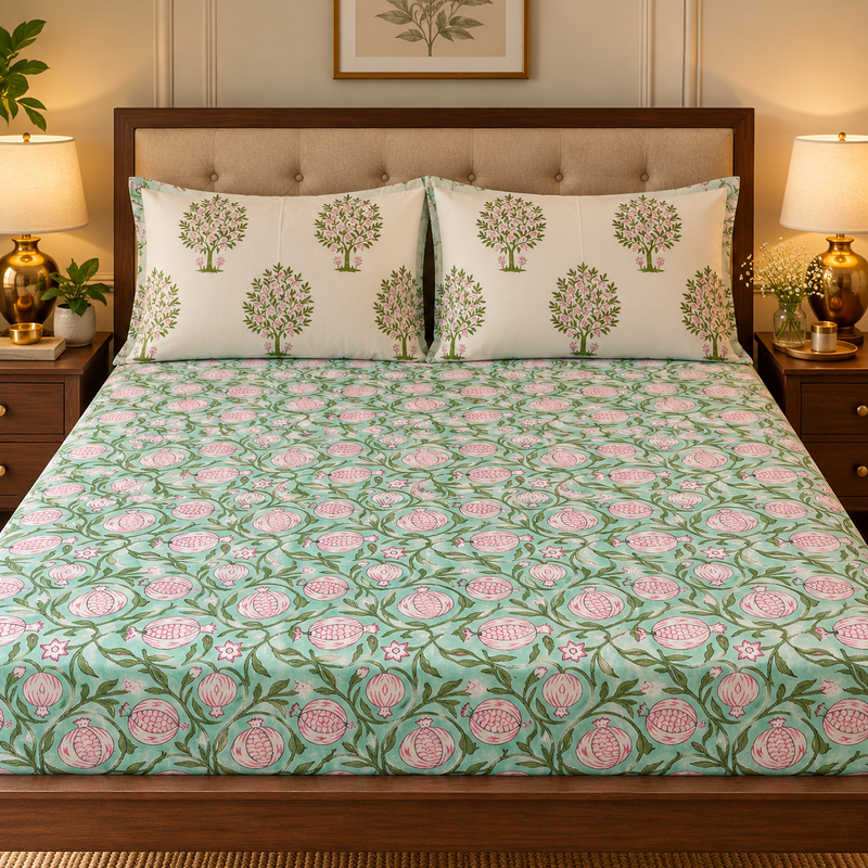 aenak-anaar-baag-handblock-printed-premium-cotton-fitted-bedsheet-set