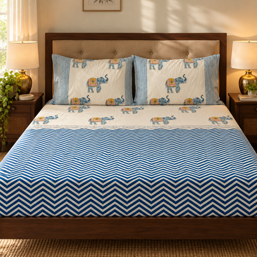 aenak-blue-chevron-elephant-handblock-printed-premium-cotton-set-bedsheet
