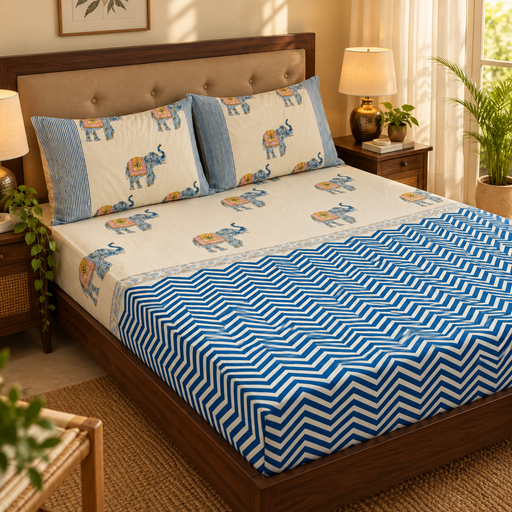 aenak-blue-chevron-elephant-handblock-printed-premium-cotton-set-bedsheet