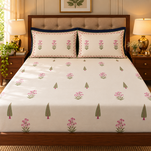 aenak-pink-madhumati-handblock-printed-premium-cotton-fitted-bedsheet-set