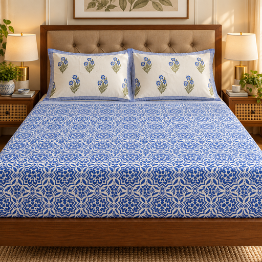 aenak-neel-bagh-handblock-printed-premium-cotton-fitted-bedsheet-set