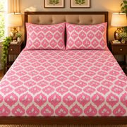 aenak-pink-parrot-handblock-premium-cotton-fitted-bedsheet-set
