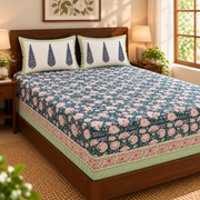 aenak-purple-garden-handblock-premium-cotton-bedsheet-set