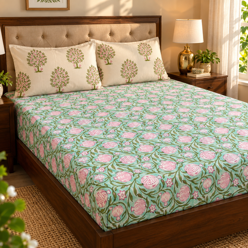aenak-anaar-baag-handblock-printed-premium-cotton-fitted-bedsheet-set