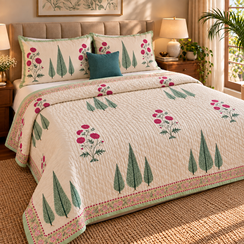 aenak-magenta-floral-garden-handblock-reversible-mulmul-cotton-quilt-light-cream-base-copy