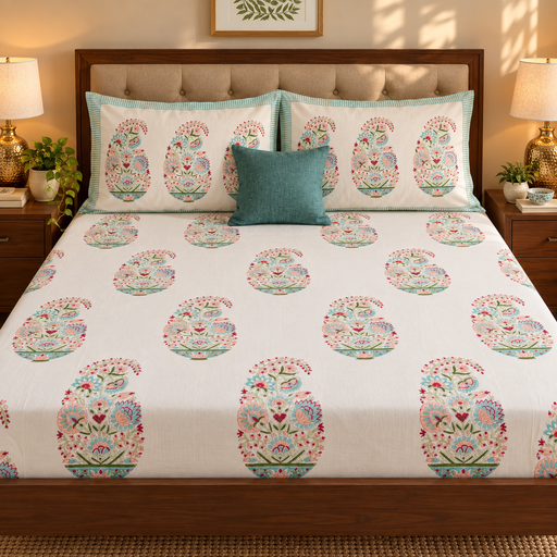 aenak-pink-kairi-handblock-printed-premium-cotton-fitted-bedsheet-set