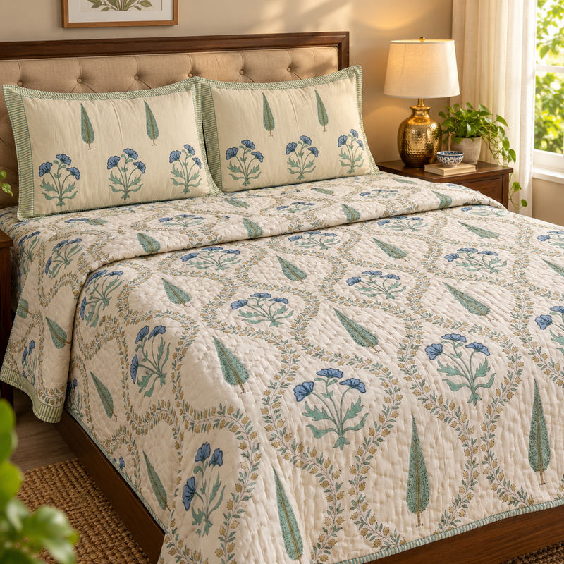 aenak-blue-poppy-handblock-printed-reversible-mulmul-cotton-quilt-beige-base