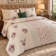 aenak-burgundy-anaar-jaal-handblock-bedsheet-quilt-combo-set