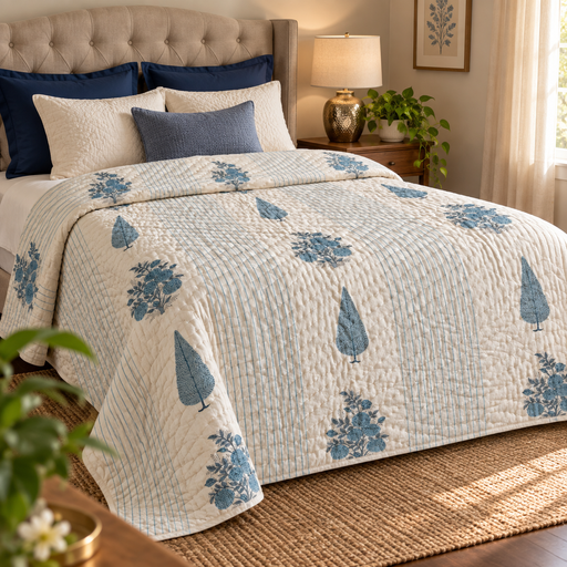 aenak-blue-phool-boota-handblock-printed-reversible-mulmul-cotton-quilt