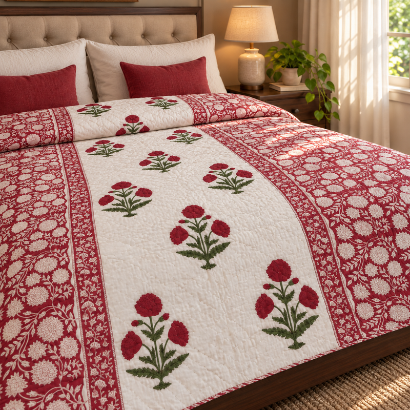 aenak-red-dahlia-gadd-handblock-reversible-mulmul-cotton-quilt