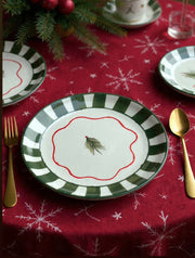 Nurture India Christmas Tree Green Ceramic Plate Sets 7-Inch