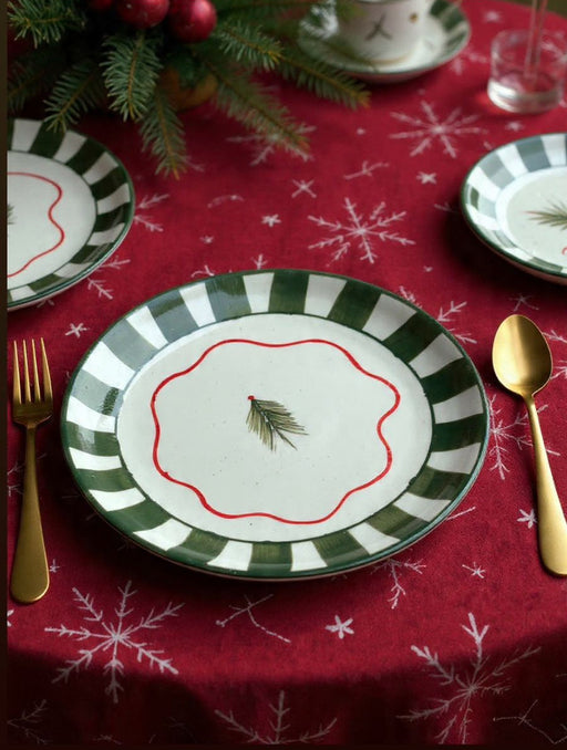 Nurture India Christmas Tree Green Ceramic Plate Sets 7-Inch
