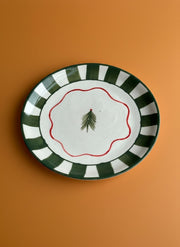 Nurture India Christmas Tree Green Ceramic Plate Sets 7-Inch