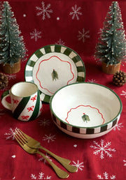 Nurture India Christmas Tree Green Ceramic 3-Piece Set