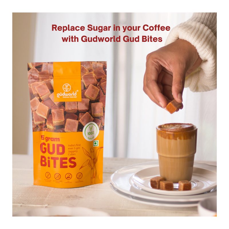 Gudworld Jaggery Cubes – Bite Size Cane Sugar Sweetener (8.82 oz)