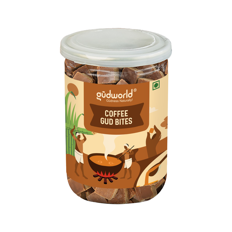 Gudworld Coffee Jaggery Bites – Coffee Infused Sweet Candy (10.58 oz)